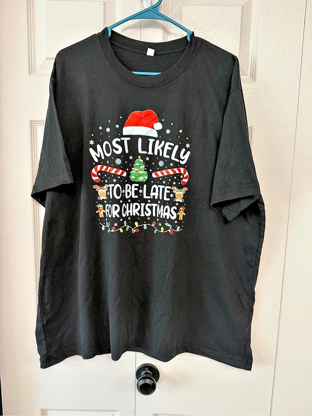 Christmas Graphic Tee “Most Likely to be Late for Christmas” in Black